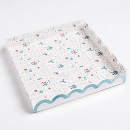 Цена за 5 шт. Коробка для кондитерских изделий с пластиковой крышкой «С Новым годом», 21×21×3 см