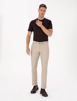 Bej Slim Fit Kordonlu Kanvas Pantolon - Pierre cardin фото 3