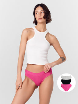 Цена за 2 штуки! Трусы женские слипы набор (3 шт.) в розово-сером и черном цвете