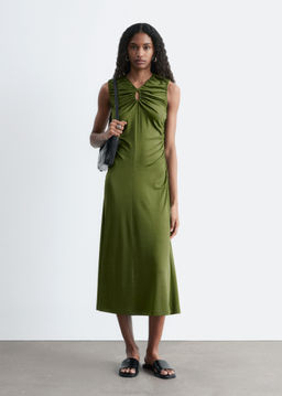 Vestido midi fruncido con escote ojo de cerradura - H&m фото 10