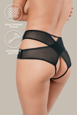 Эротические трусики Waname Liberty с высокой посадкой черные (50-52)