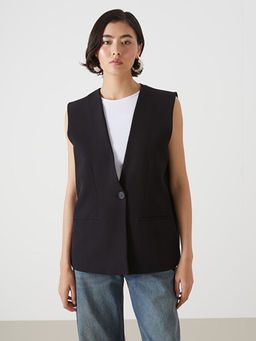 V Yaka Kad?n Klasik Yelek