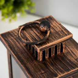 Ночник «Камин» LED от батареек 3хАА USB черный с медной патиной 12×14.5×26.5 см