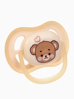 Светящаяся соска-пустышка анатомическая, силикон, от 0 мес., «Мишка», цвет бежевый
