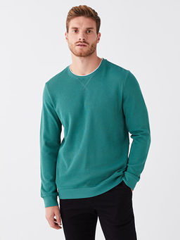 Bisiklet Yaka Uzun Kollu Erkek Sweatshirt