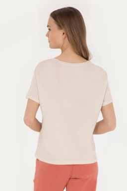 Женская кремовая футболка с круглым вырезом - U.s. polo assn фото 19