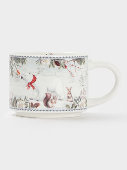 Кружка новогодняя «Белый мишка», с ложкой, 280 мл, керамика, подарочная упаковка, белая