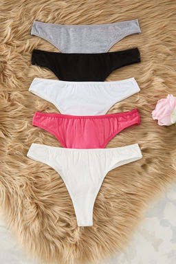 TRENDYOLMILLA Cok Renkli 5li Paket Pamuklu Tanga Orme Kulot THMSS25KU00017