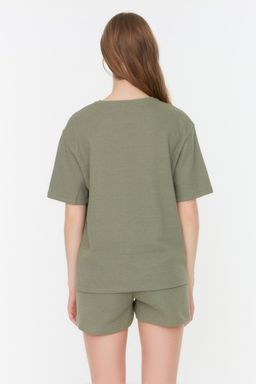 Trendyolmilla Siyah Waffle Kumas Sortlu Orme Pijama Tak?m? THMSS22PT0524  фото 13