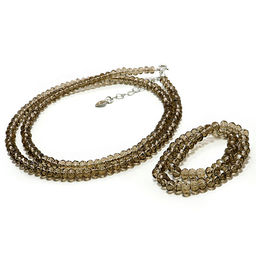 Набор бусы и браслет из камня Раухтопаз с огранкой, помощник в духовных практиках, привлекает удачу