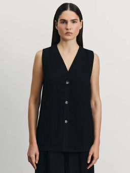 Удлиненный жилет из жатой ткани / Zarina  фото 3