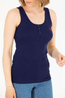 U. S. Polo Assn Женская базовая футболка без рукавов темно-синего цвета с круглым вырезом - U.s. polo assn фото 13