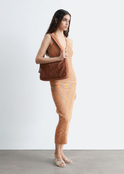 Vestido midi jaspeado con cuello halter - H&m фото 4
