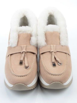 04-5520-11 BEIGE Ботинки зимние женские (натуральная кожа, 100% шерсть)