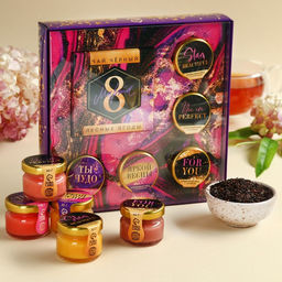 Подарочный набор 8 марта: крем-мёд, чай