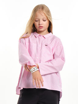 Рубашка в клетку для девочки UD 7956 роз.клетка