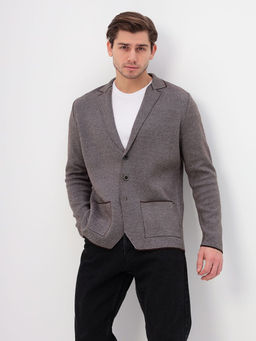 Кардиган мужской GREG G136-KF-жаккард (серый/корич.)