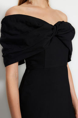 TRENDYOLMILLA Siyah Astarl? Dokuma Uzun S?k Abiye Elbise TPRSS23AE00067  фото 5