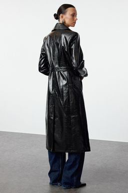 Trendyolmilla Siyah Regular Kemerli Trenckot TWOAW25TR00001  фото 5