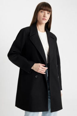 Ruzgar Gecirmez Uzun Kase Kaban Oversize Genis Kal?p Kruvaze Yaka Dugmeli