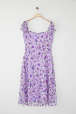 TRENDYOLMILLA Lacivert Cicekli Midi Dokuma Elbise TWOSS25EL00563  фото 7