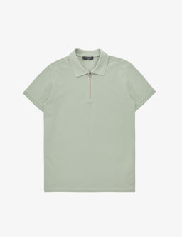 _a_la Slim Fit %100 Pamuk K_vr_lmaz Fermuarl_ Polo Yaka Basic Ti__rt