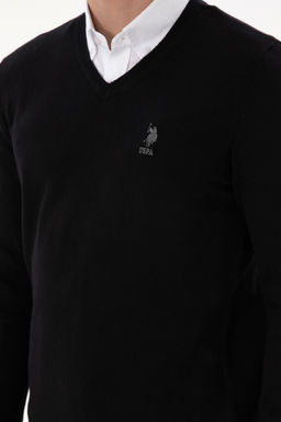 Erkek Slim Fit V Yaka Siyah Basic Kazak - U.s. polo assn фото 7