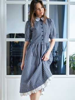 Платье хлопок OD-790-7 ч/б клетка