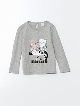 Bisiklet Yaka Bask?l? K?z Bebek Ti??rt