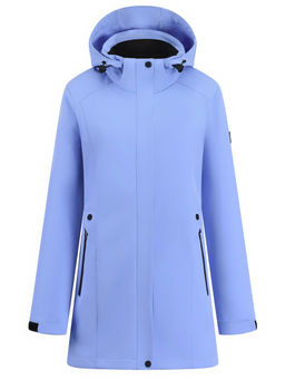 Парка женская софтшелл виндстоппер удлинённая с капюшоном голубого цвета 9614_1Gl