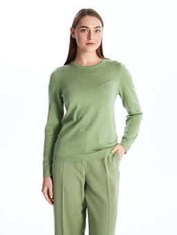 Bisiklet Yaka Kendinden Desenli Uzun Kollu Kad?n Triko Kazak - Waikiki фото 3