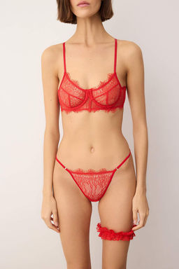 TRENDYOLMILLA Bride Beyaz Dantelli Bacak Bantl? Ip Ask?l? Kaps?z Orme Ic Camas?r? Tak?m? THMSS24CC00023  фото 13