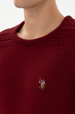 Erkek Slim Fit Bisiklet Yaka Bordo Kazak - U.s. polo assn фото 7