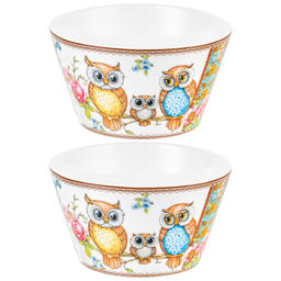 Набор салатников 2 пр. 600 мл 13*13*7,5 см "Совушки" NEW BONE CHINA