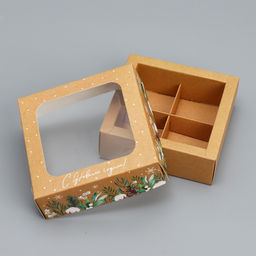 Цена за 5 шт. Коробка под 4 конфеты «С Новым годом!», 10.5×10.5×3.5 см