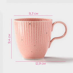 Кружка Доляна Коралл, 350 мл, фарфор, розовая  фото 2