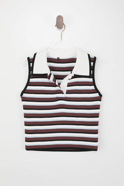 Kahverengi Yazl?k Ozel Iplik Triko Bluz TWOSS26BZ00289