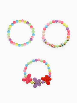 Цена за 2 шт. Набор детских браслетов «Выбражулька» 3 шт. d=5 см бабочки и буквы, цветные