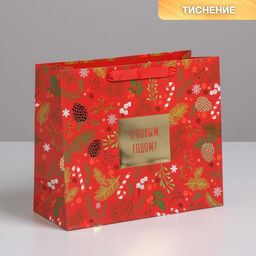 Пакет подарочный новогодний ламинированный «Время волшебства», ML 27 х 23 х 11.5 см