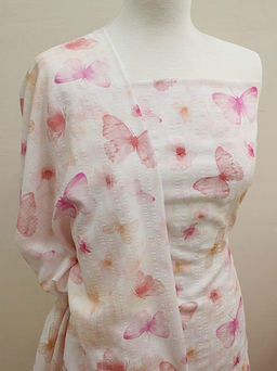 Вискоза с хлопком Акварельные бабочки, ш.1.45м, хл-70%, вискоза-30%, 85гр/м.кв - Купава фото 2