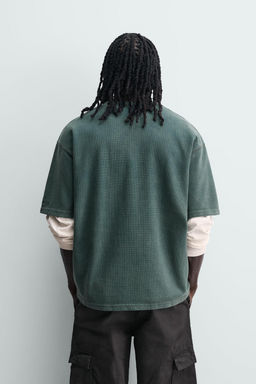 CAMISETA LAVADA ESTRUCTURA WAFFLE / Verde