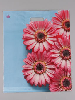 Цена за 50 шт. Пакет подарочный полиэтиленовый с вырубной ручкой «Герберы Шанис» 45×38 см, 55 мкм