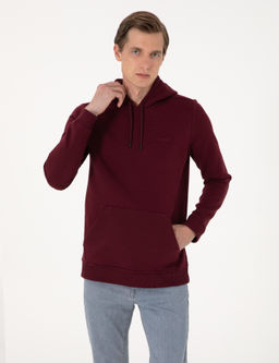 Bordo 2 _plik Regular Fit __i Polarl_ Kap__onlu Basic Sweatshirt