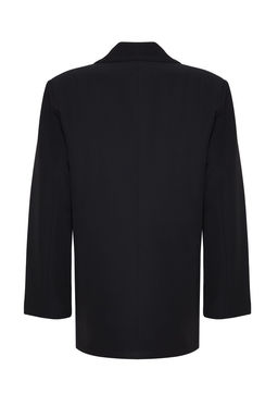 TRENDYOLMILLA Siyah Oversize Kalp Dugmeli Dokuma Blazer Ceket TWOAW25BC00003  фото 7