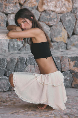 FALDA MINI VOLANTES ENCAJE / Blanco / Rosa - Zara фото 2