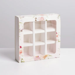 Цена за 5 шт. Коробка для конфет, кондитерская упаковка, 9 ячеек, С 8 Марта 14.5?14.5?3.5 см