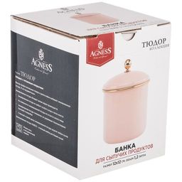 БАНКА ДЛЯ СЫПУЧИХ ПРОДУКТОВ AGNESS, ЭМАЛИРОВАННАЯ, СЕРИЯ ТЮДОР 12 Х 12СМ / 1,2Л  фото 2