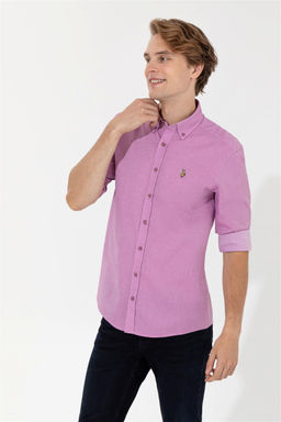 U. S. Polo Assn / Мужская фиолетовая рубашка Uzunkol Basic - U.s. polo assn фото 7