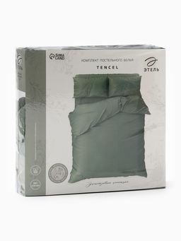 Постельное бельё 1.5-спальное «Этель», тенсель, оливковое