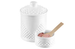 Банка д/соли 500 мл 15,5*10*14,5 см Ромбики с деревянной ложкой и крышкой - Elan gallery фото 4